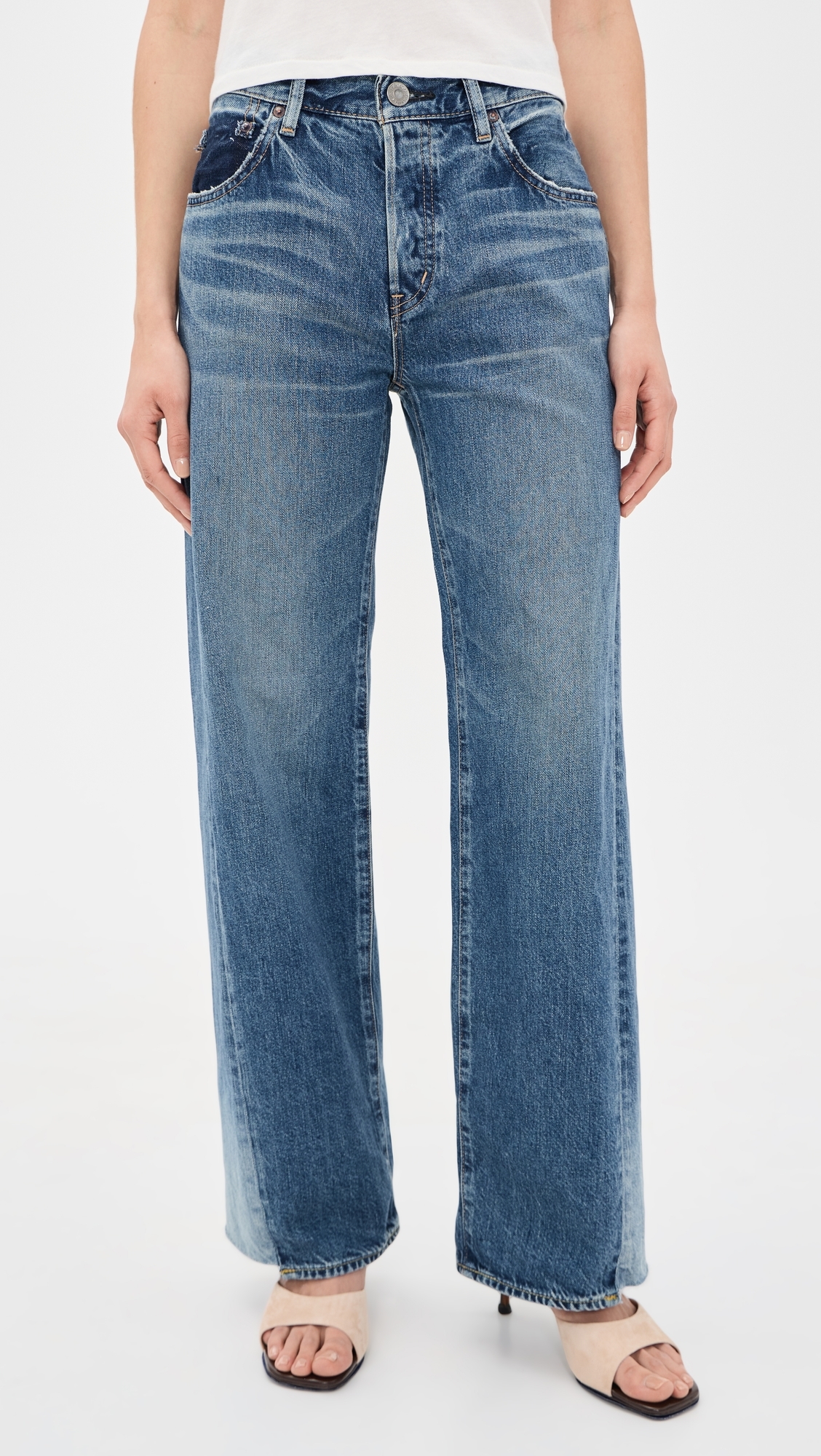 Panel Wide Jeans Blue