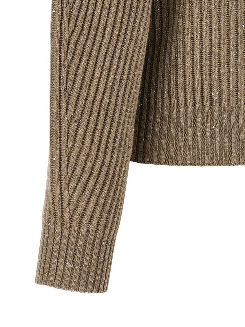 Brunello Cucinelli - sparkling sequin cashmere wool crew sweater