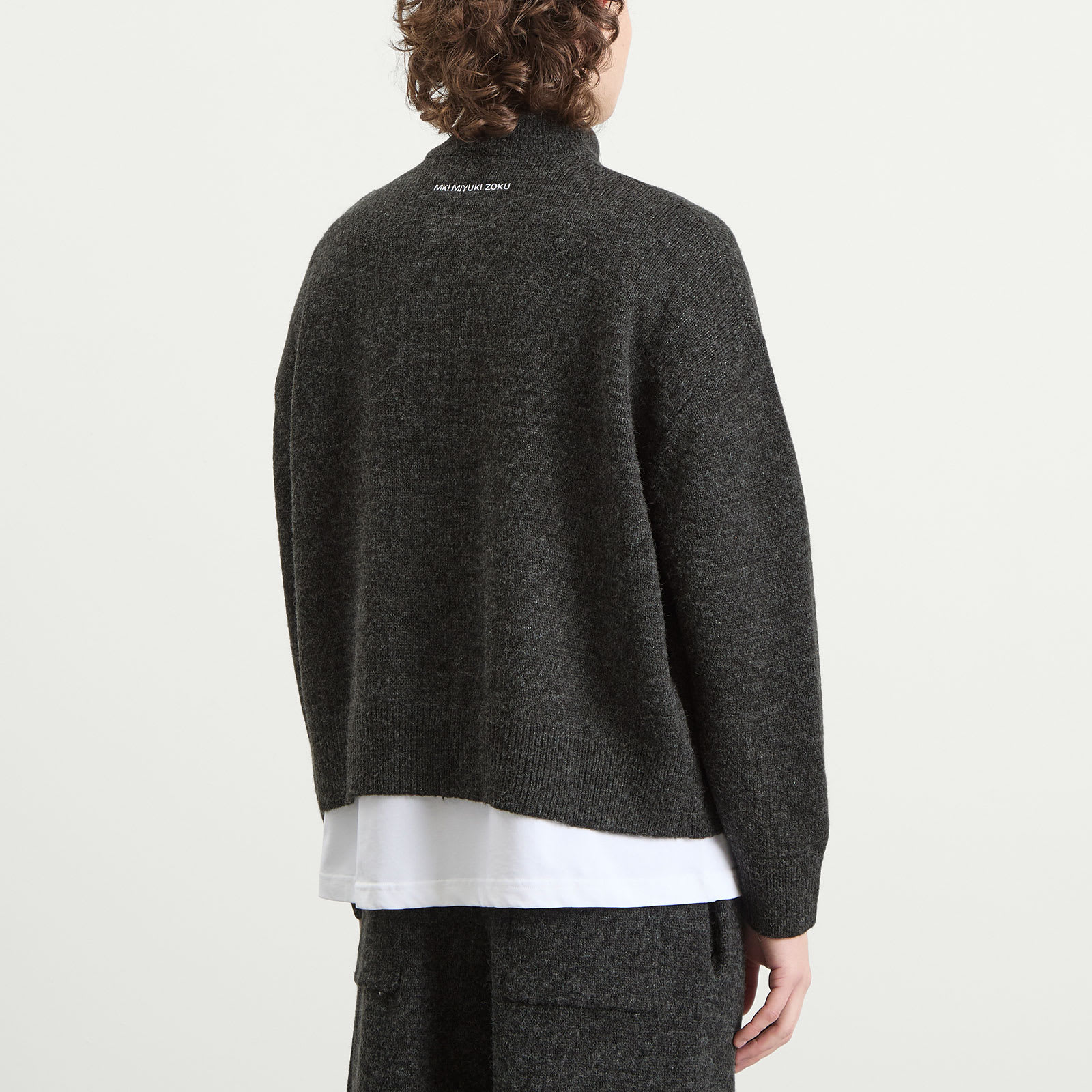 Men's Mohair Blend Knit Track Jacket Charcoal