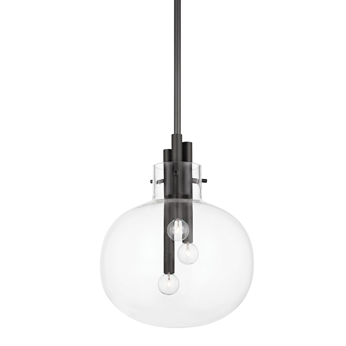 Black Brass Three Light Pendant from the Hempstead Collection