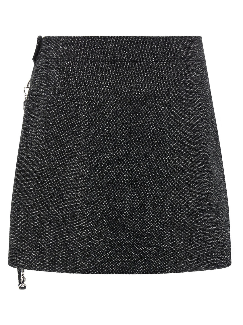 Zipped Caviar Mini Skirt