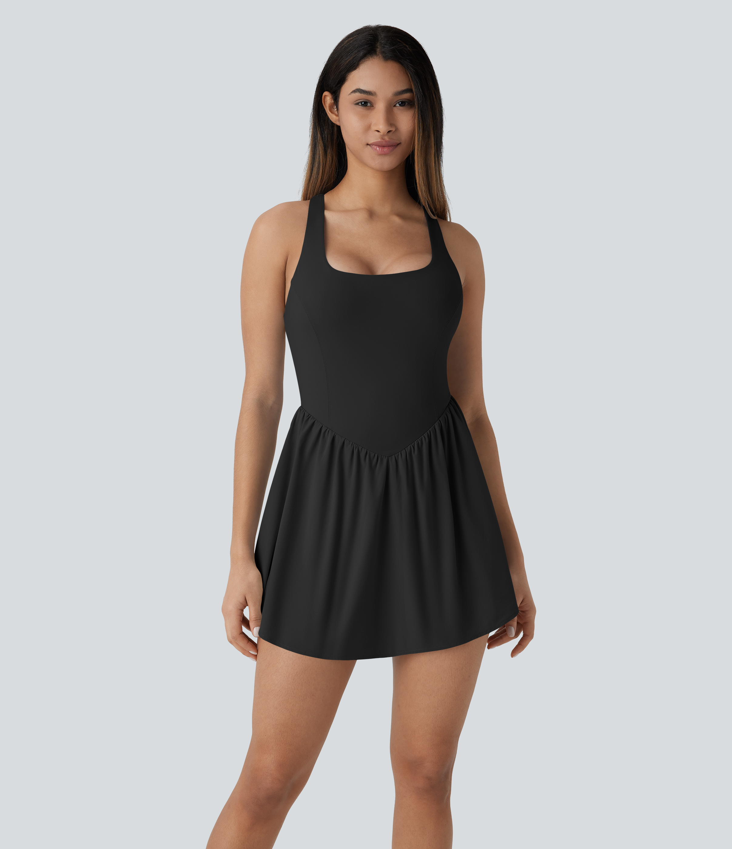 Breezeful™ 2-in-1 Pocket Mini Quick Dry Flowy Pickleball Active Dress-Easy Peezy plus Leak Protection Edition Workout Dress - Black