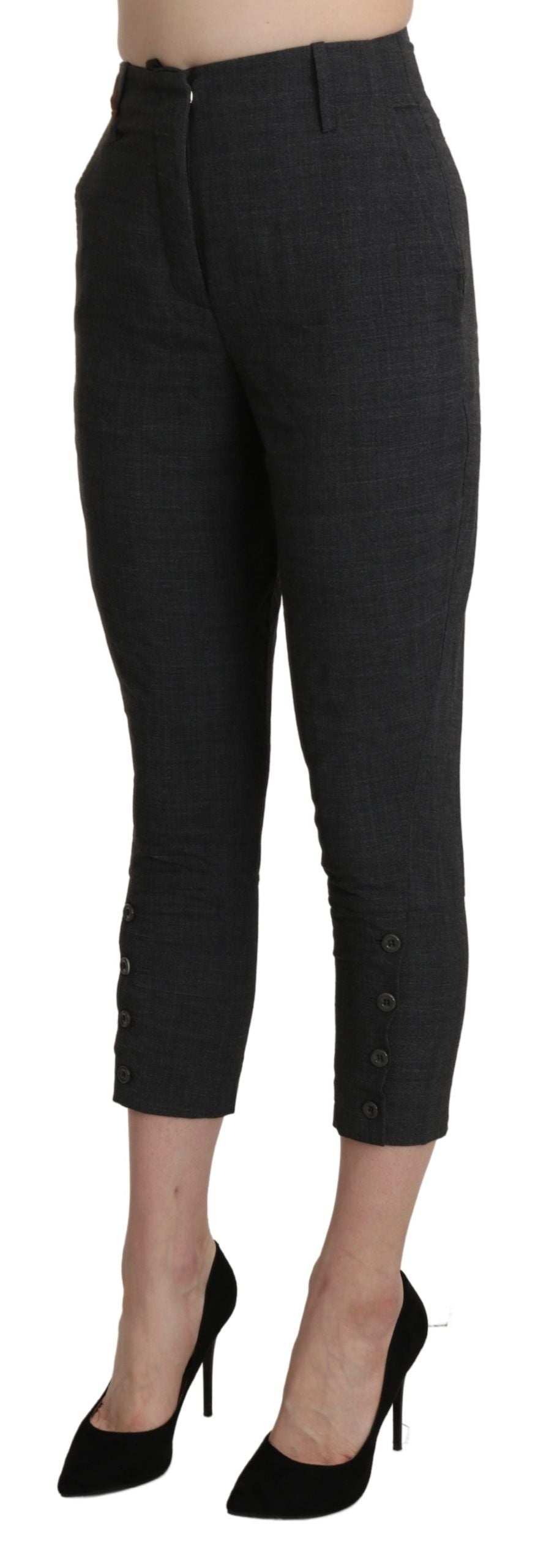High-Waist Cotton Capri Pants — Black