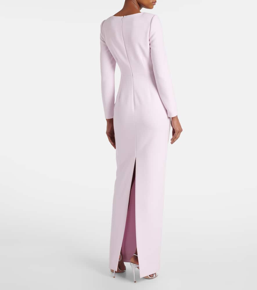 Floral-appliqué gathered gown