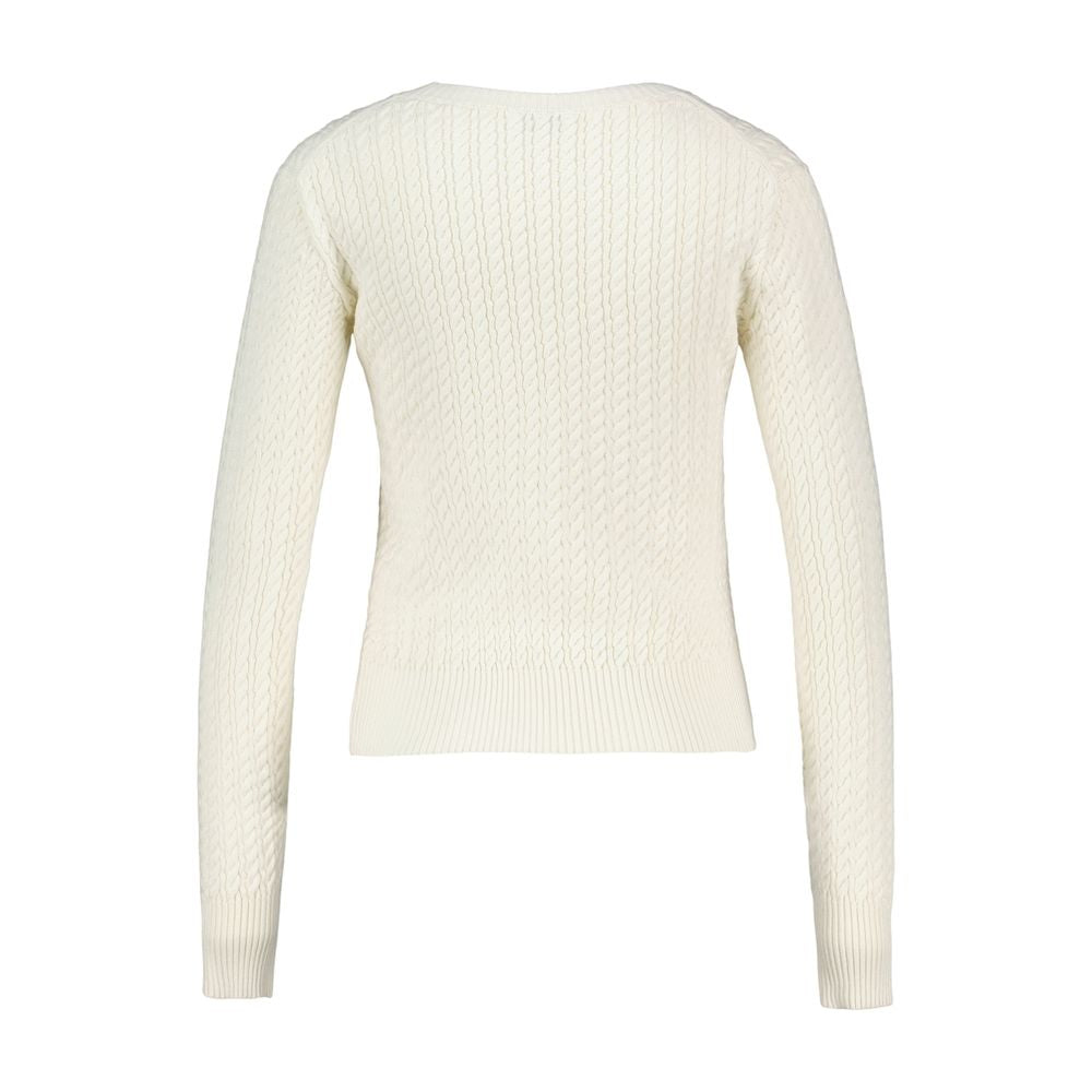 Cable-Knit Cotton Sweater — White