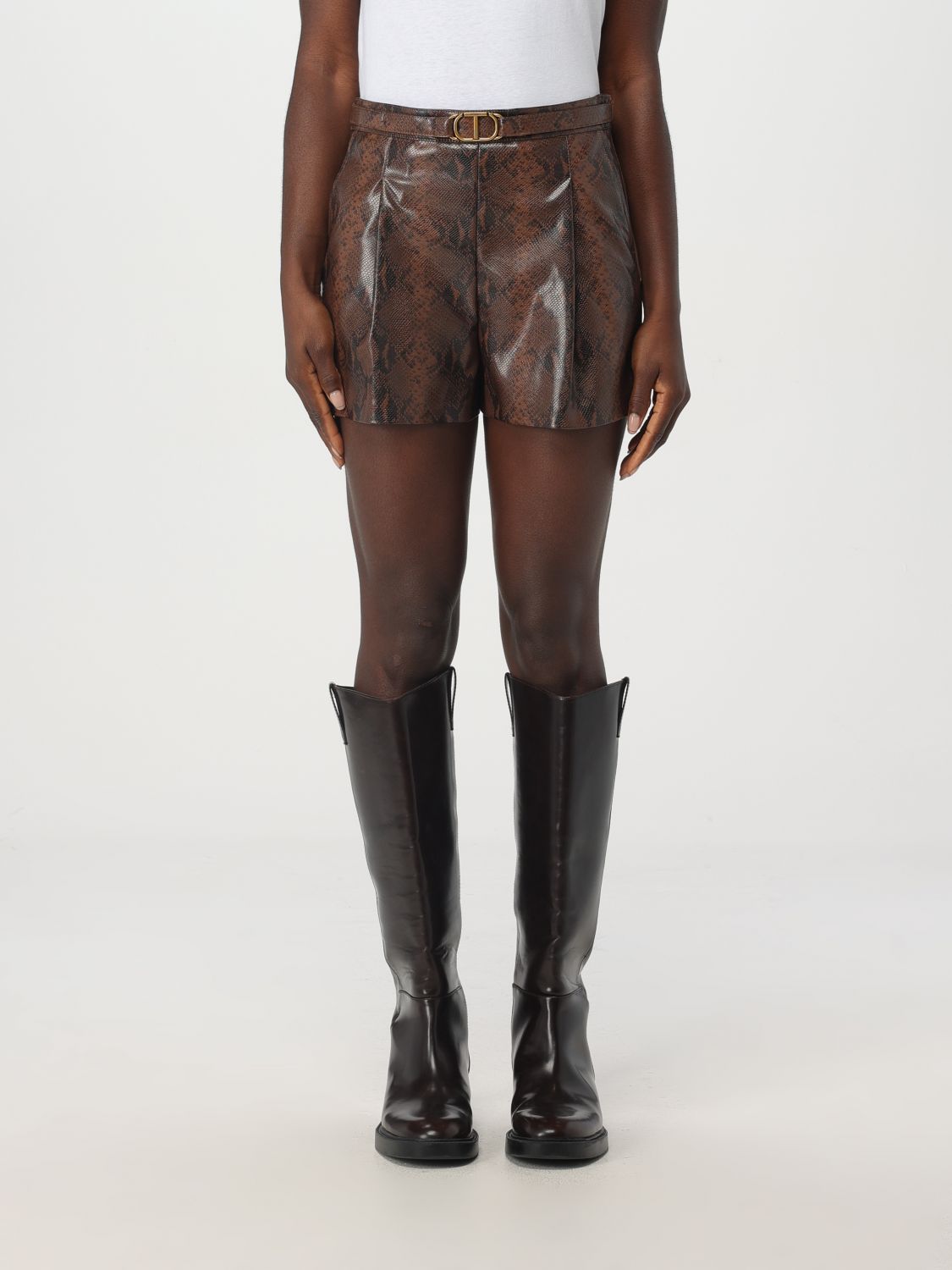 Lizard-skin shorts - Brown
