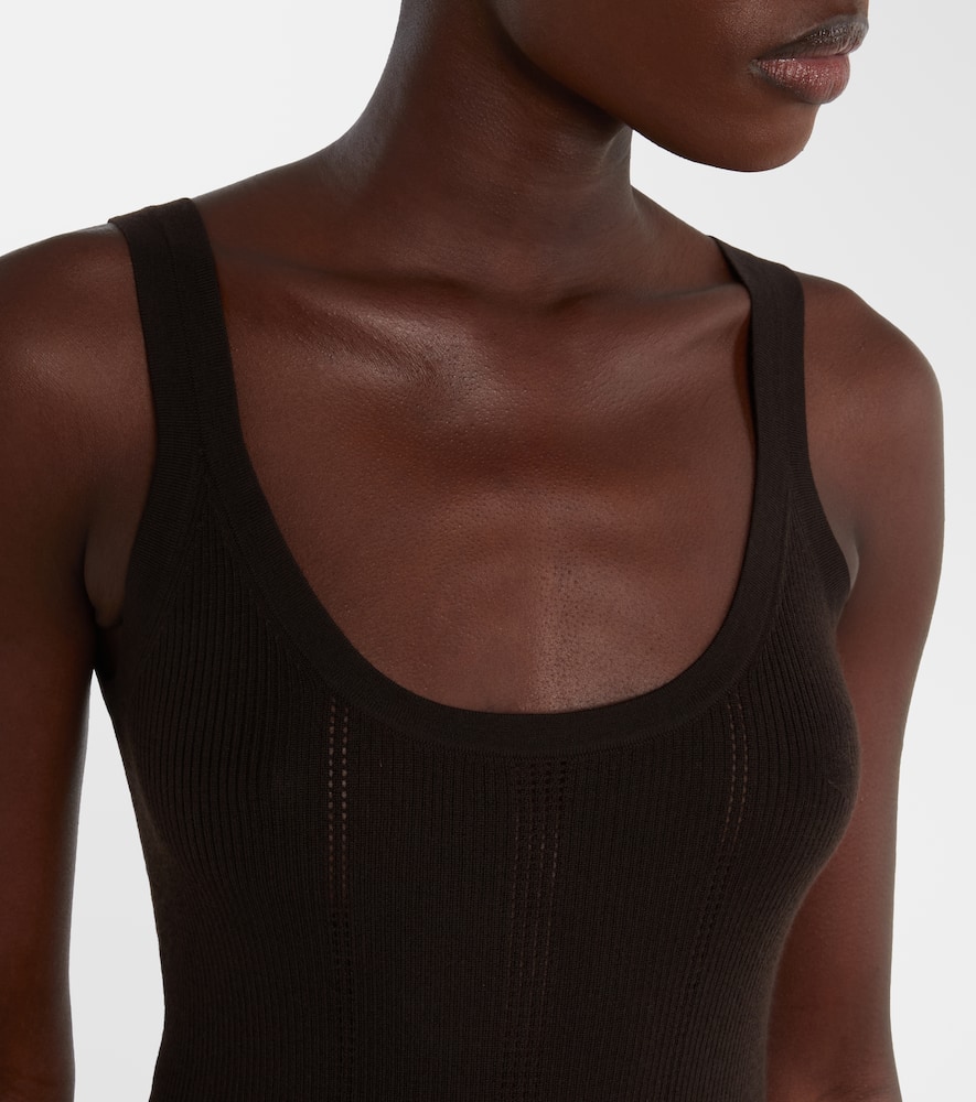 Pointelle wool tank top