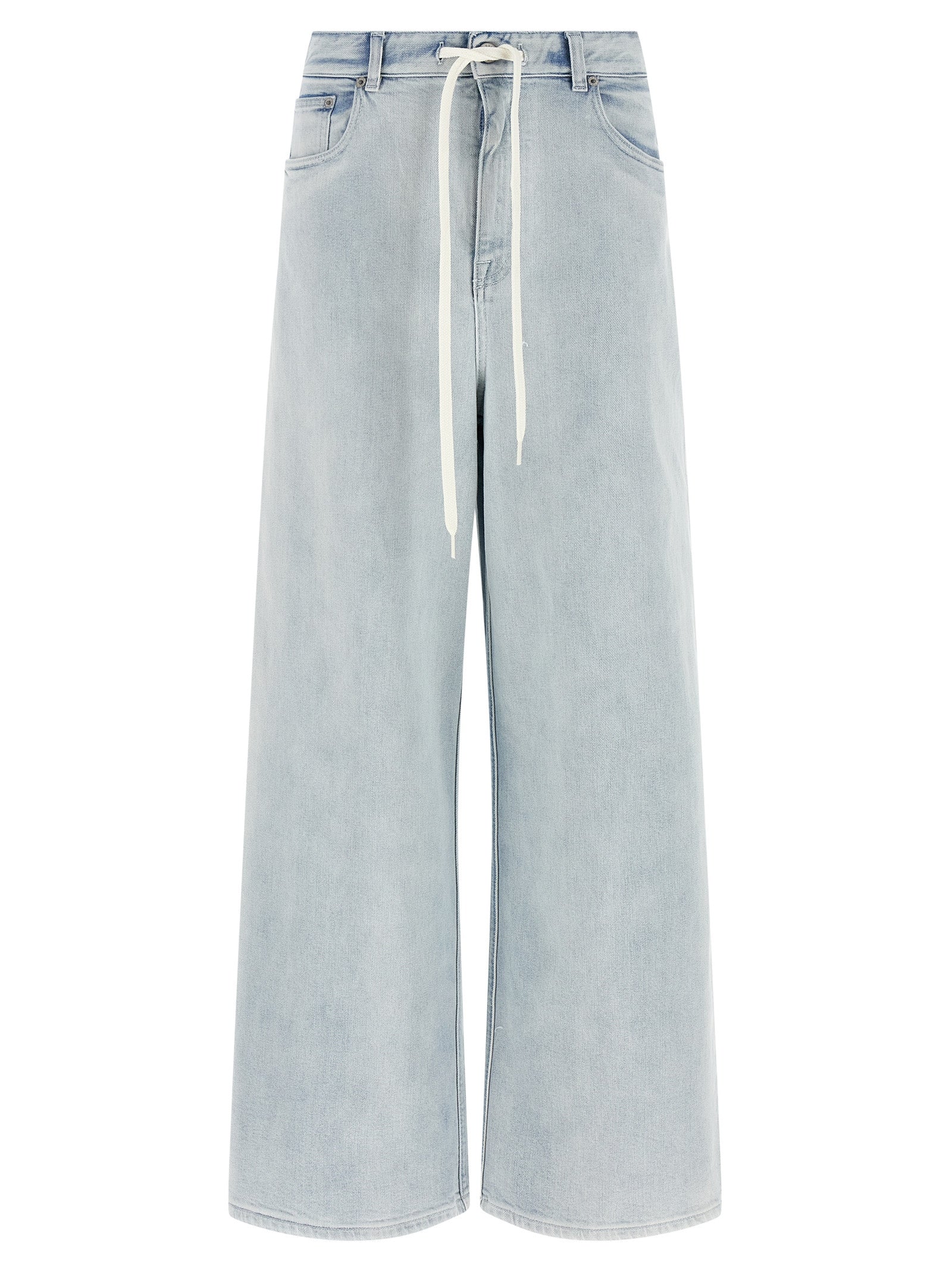 Drawstring Waist Denim Jeans — Blue