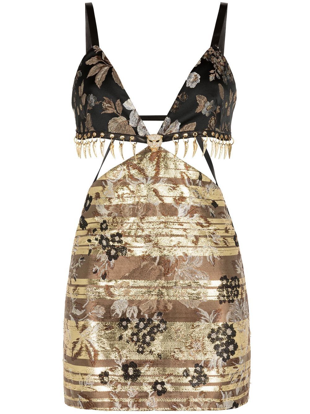 Floral-jacquard minidress - Brown
