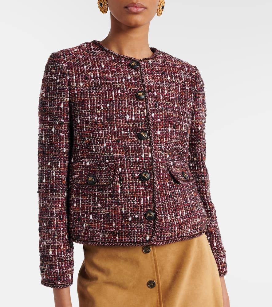 Cropped cotton-blend bouclé jacket