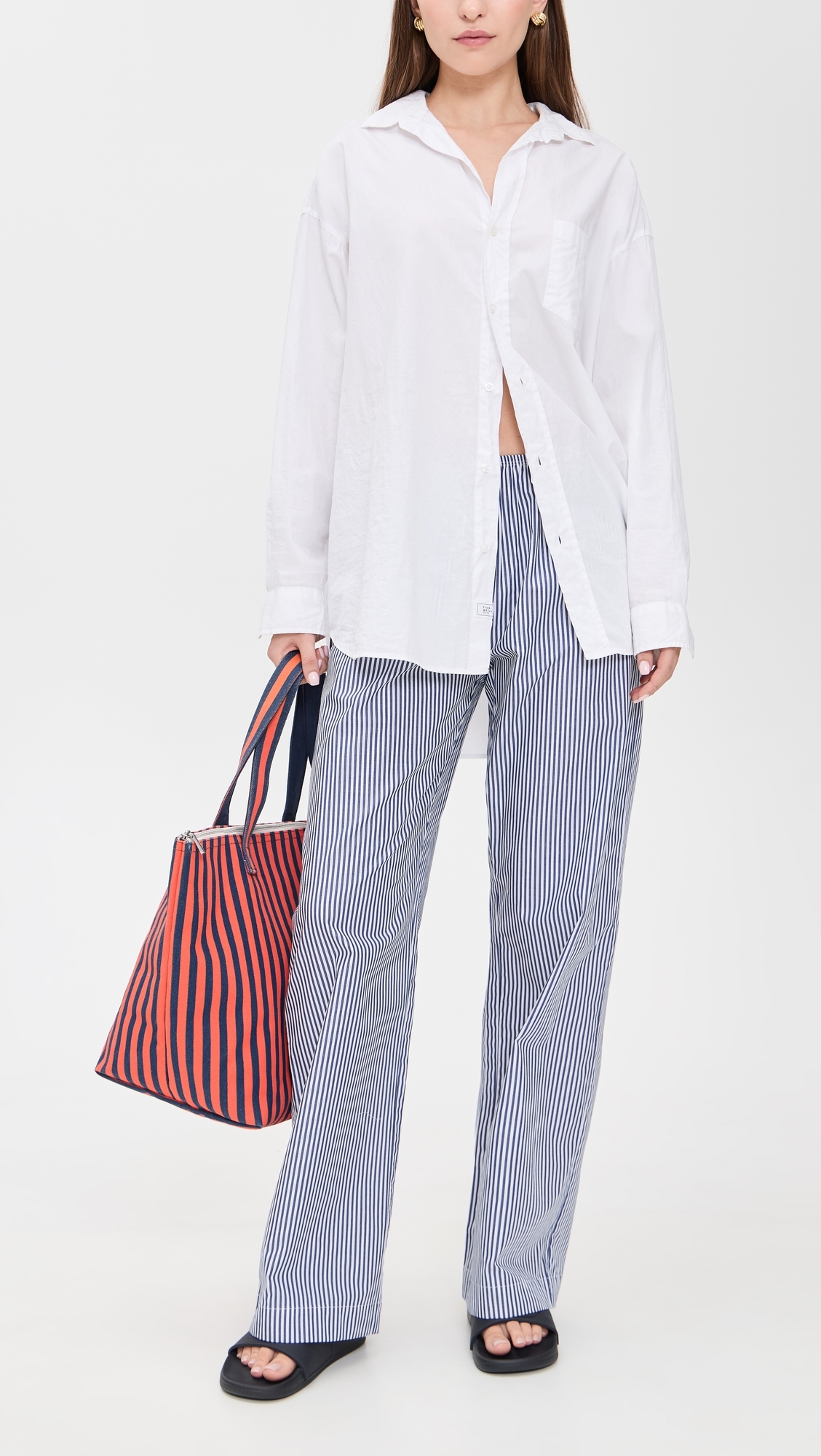 The Pop Simple Pants Navy Stripe