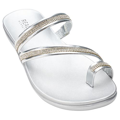 Reaction Gia Rhinestone-Embellished Slip-On Sandal - Tan