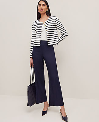 Ann Taylor The Petite Flare Ankle Pant in Linen Blend