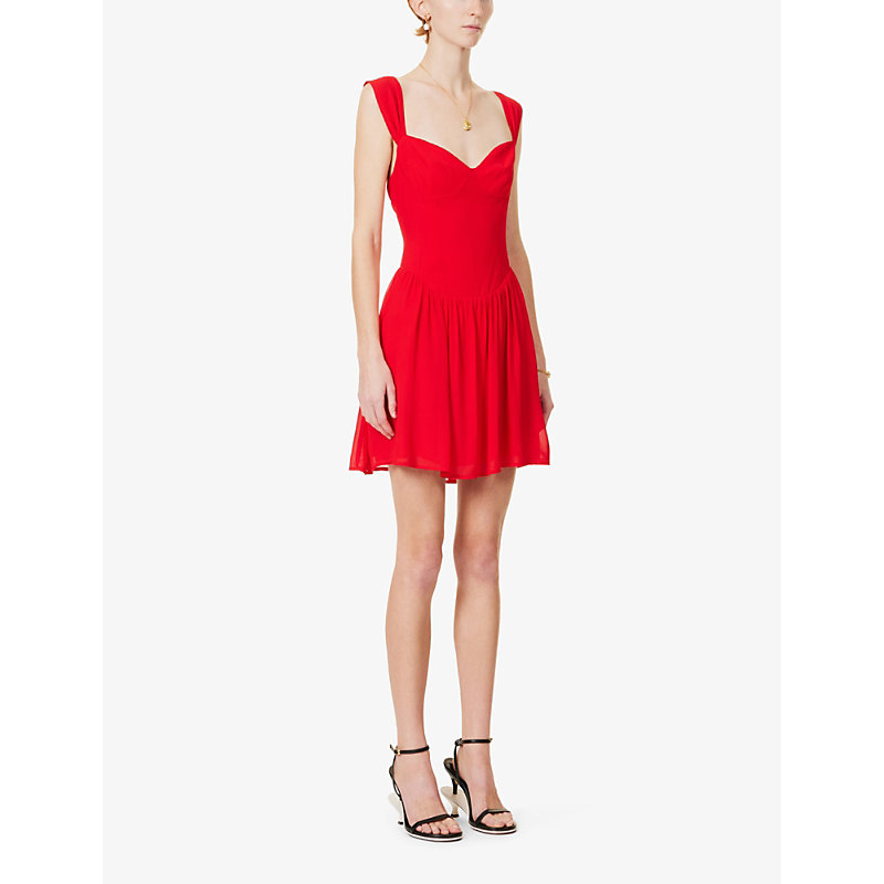 Womens Poinsettia Taiga Shoulder-strap Crepe Mini Dress