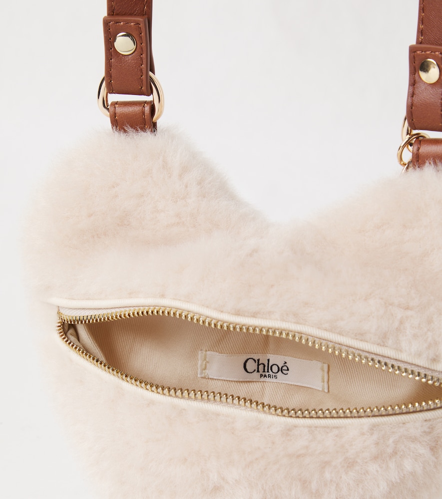Chloé Kids Heart leather-trimmed crossbody bag