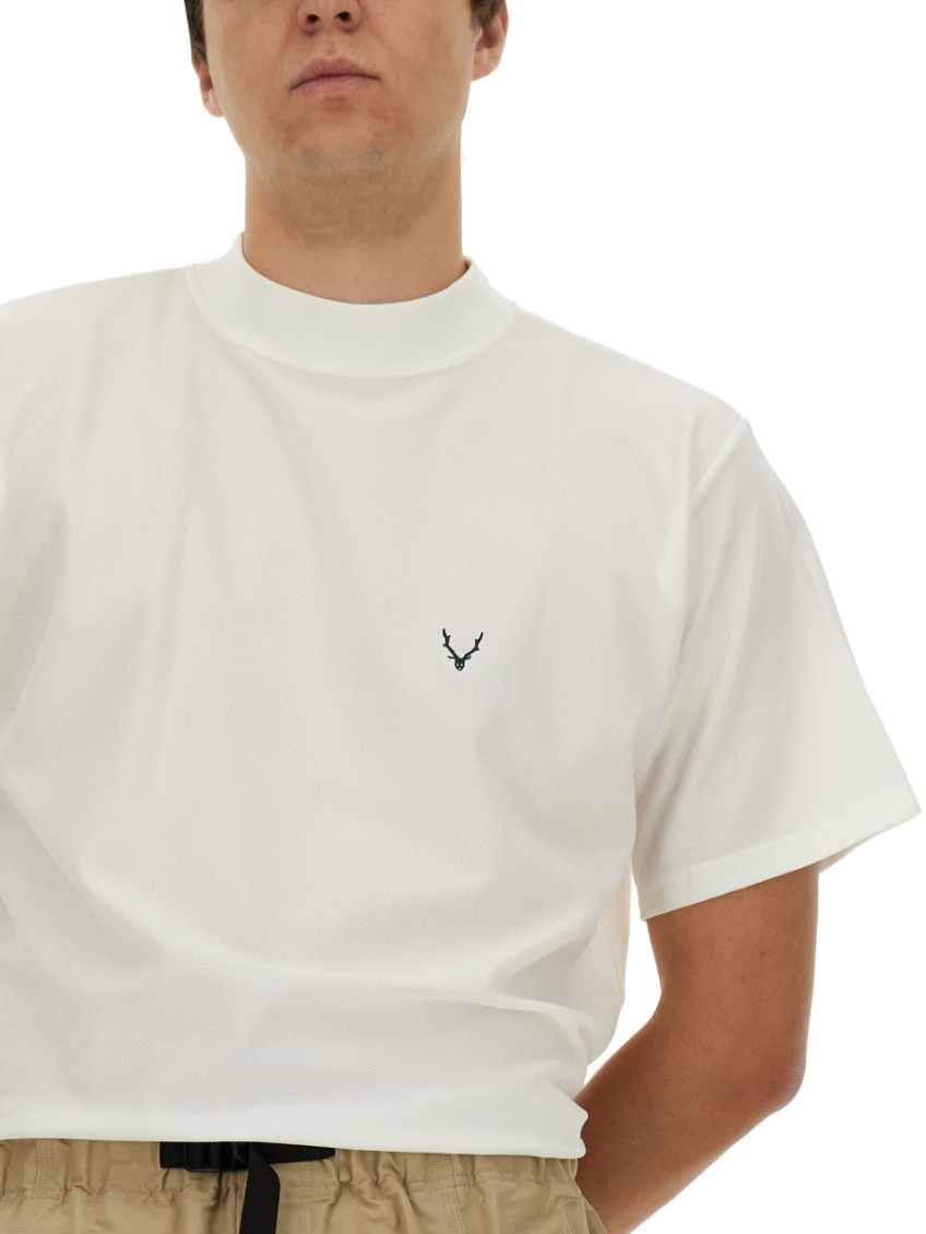 White Mock Collar T-Shirt
