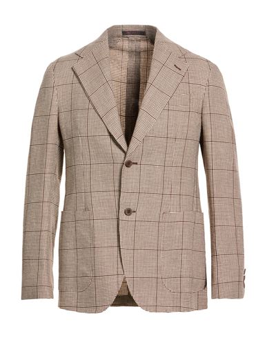 Man Blazer Brown Size 38 Linen, Virgin Wool