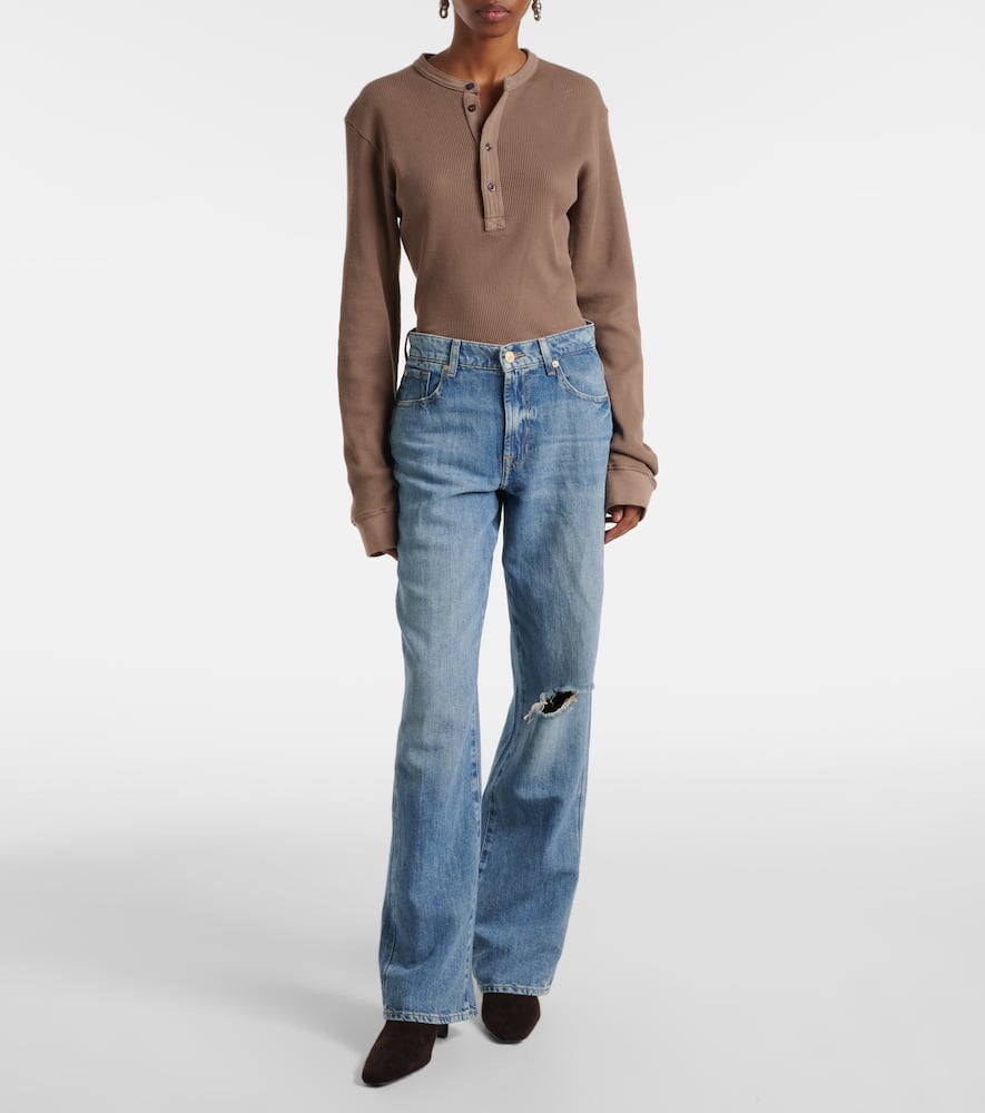 7 For All Mankind Tess distressed wide-leg jeans