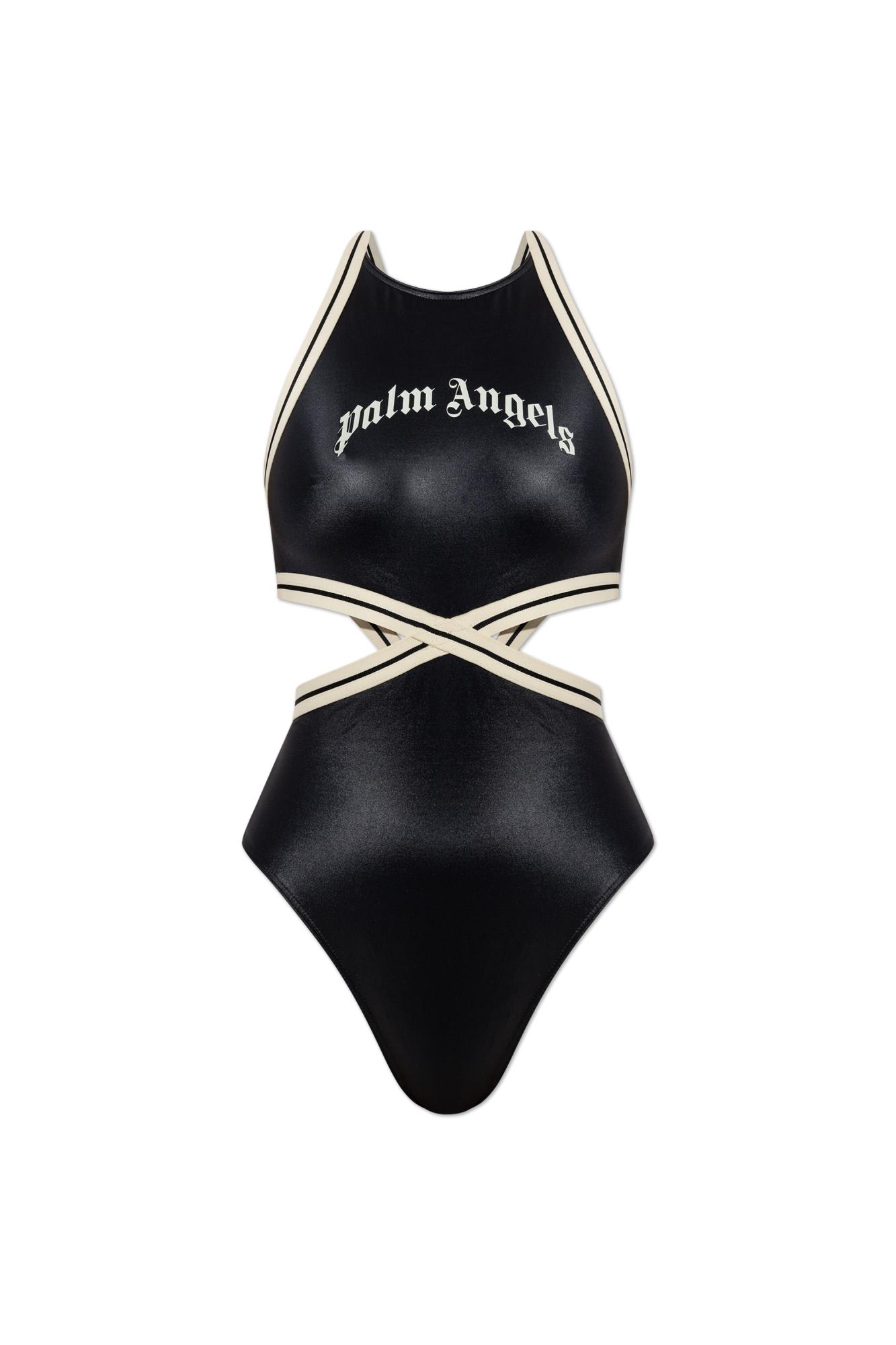 Curved-logo swimsuit - Black