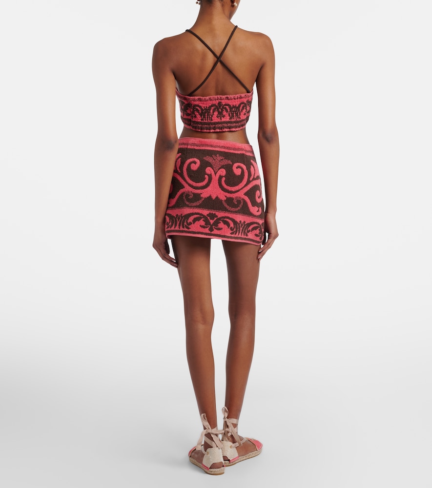 Cotton terry jacquard miniskirt