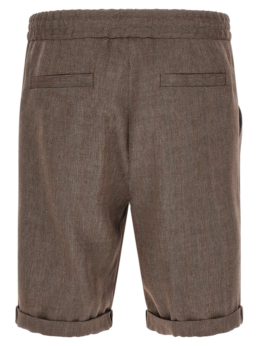 Brunello Cucinelli - chevron linen wool blend bermuda short
