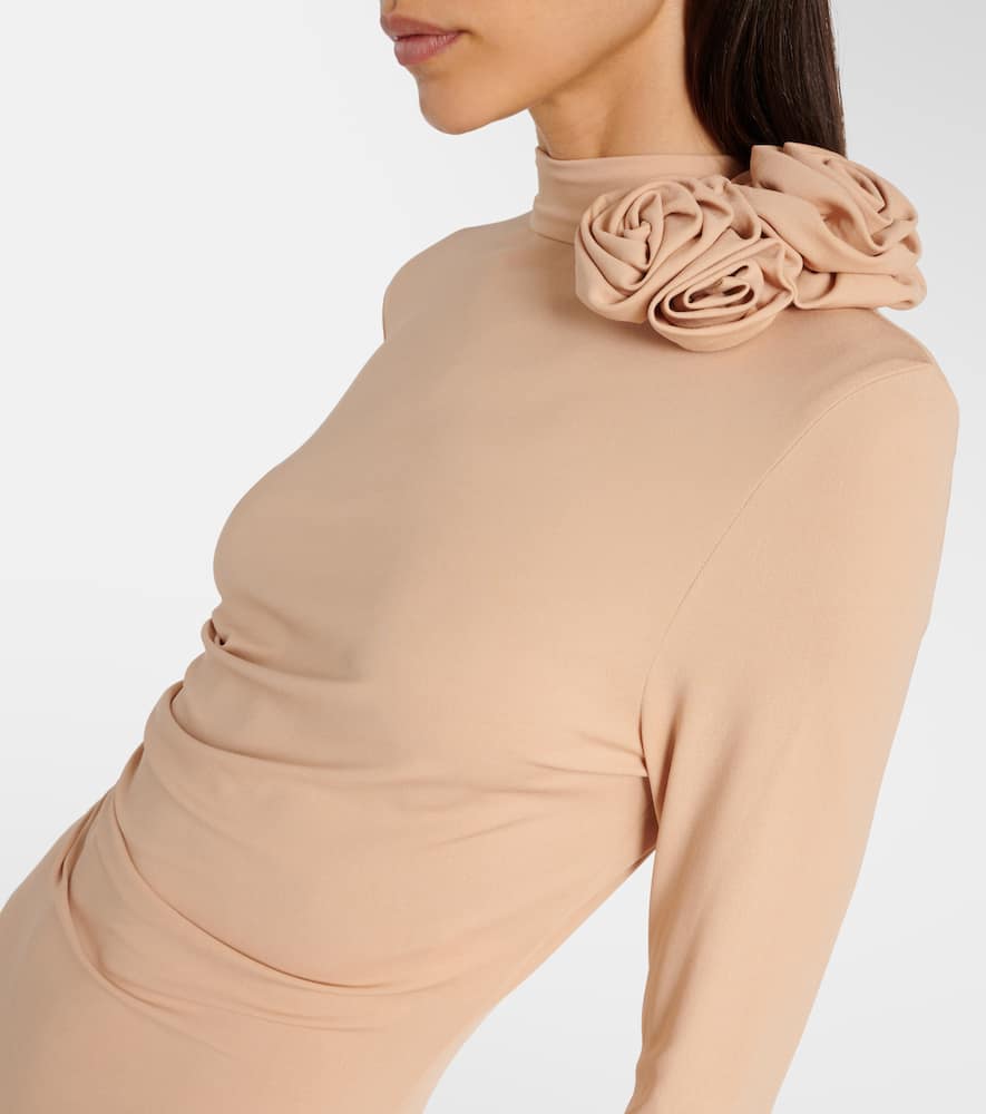 Floral-appliqué gown