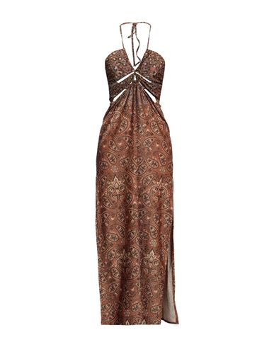 4giveness Woman Maxi dress Brown Size L Polyester, Elastane, Polyamide