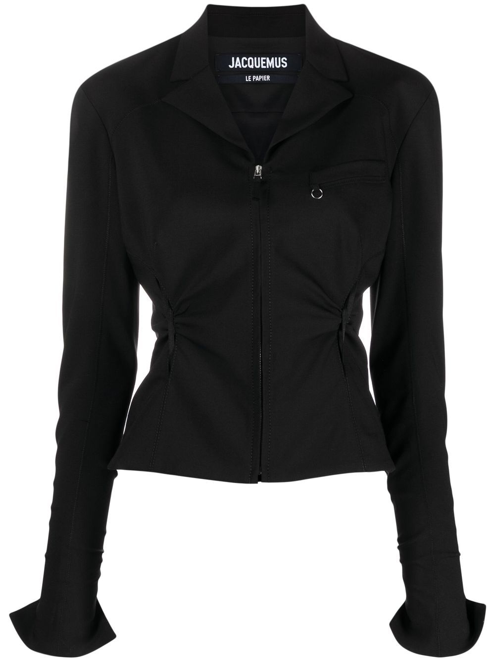 Neru cut-out zip-up fitted jacket - Black