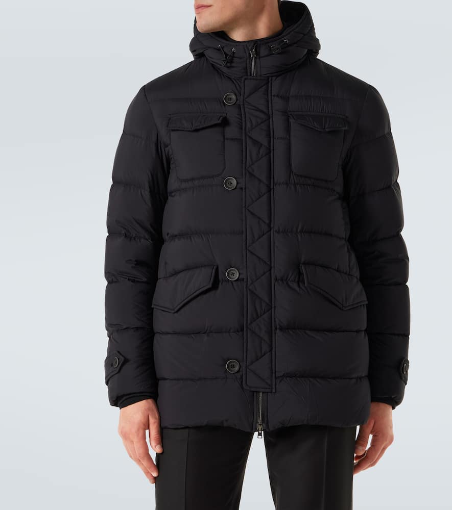 Hooded down-paneled jacket