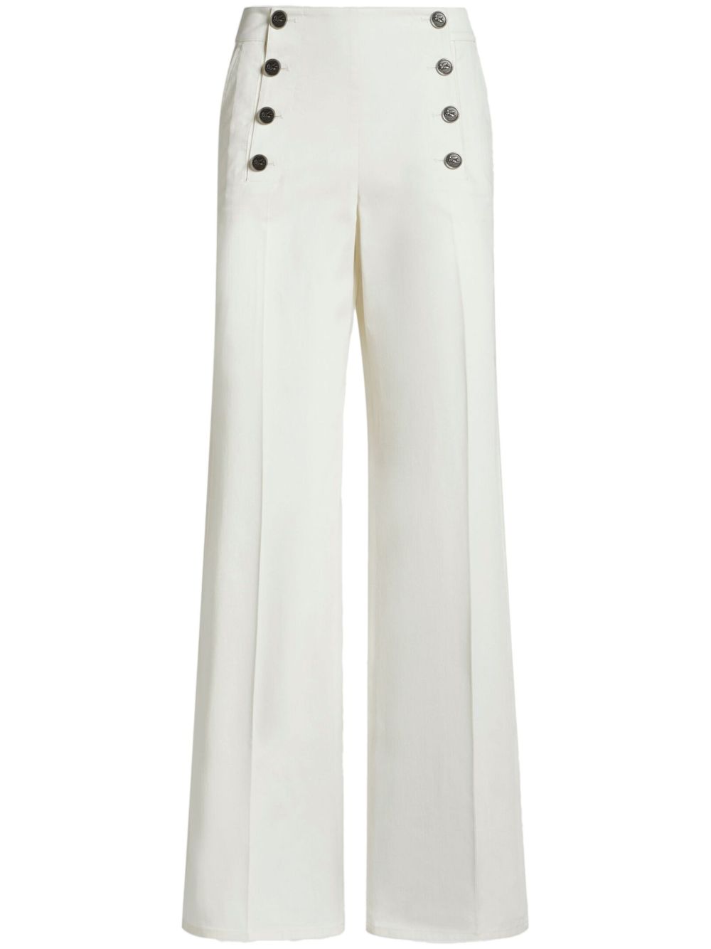 Buttoned palazzo pants - White