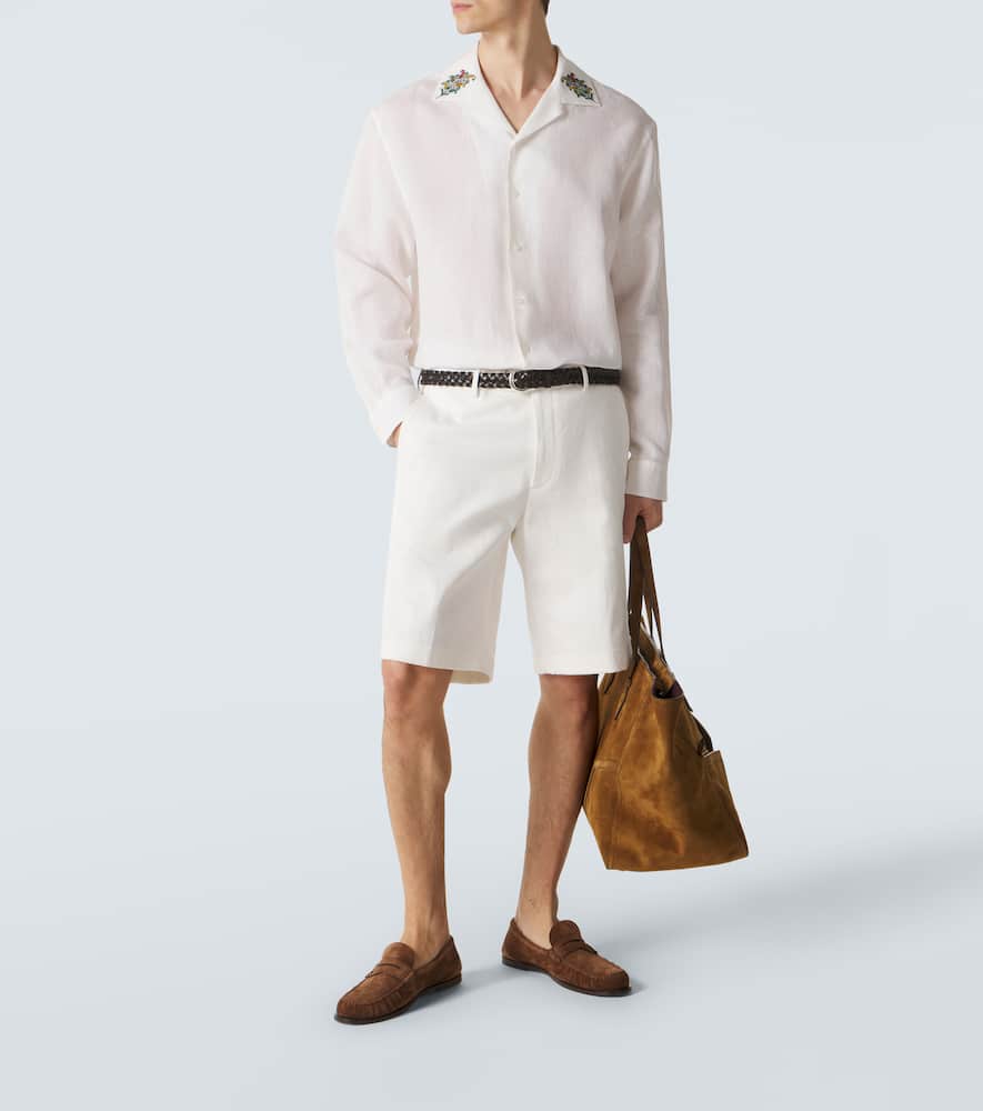 Paisley embroidered linen shirt