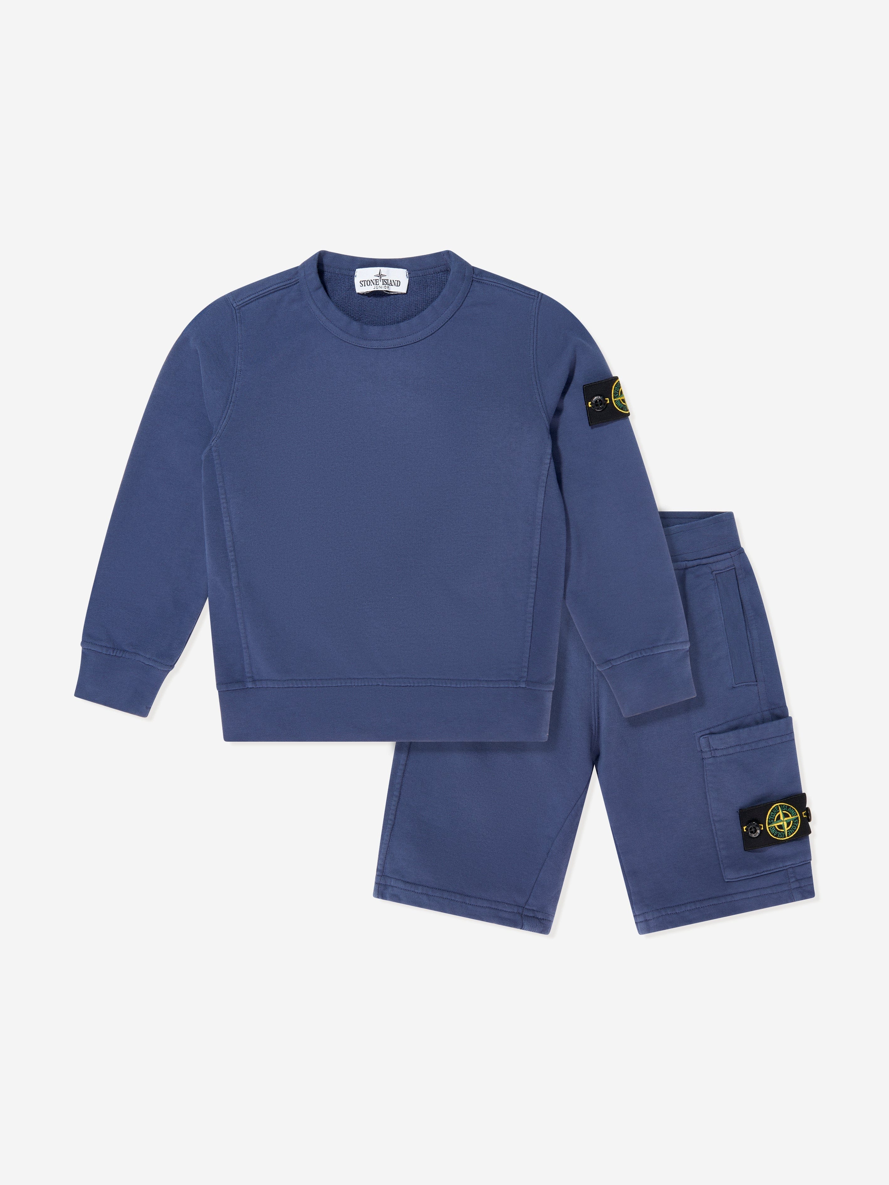 Stone Island Boys Compass Logo Short Set in Navy
