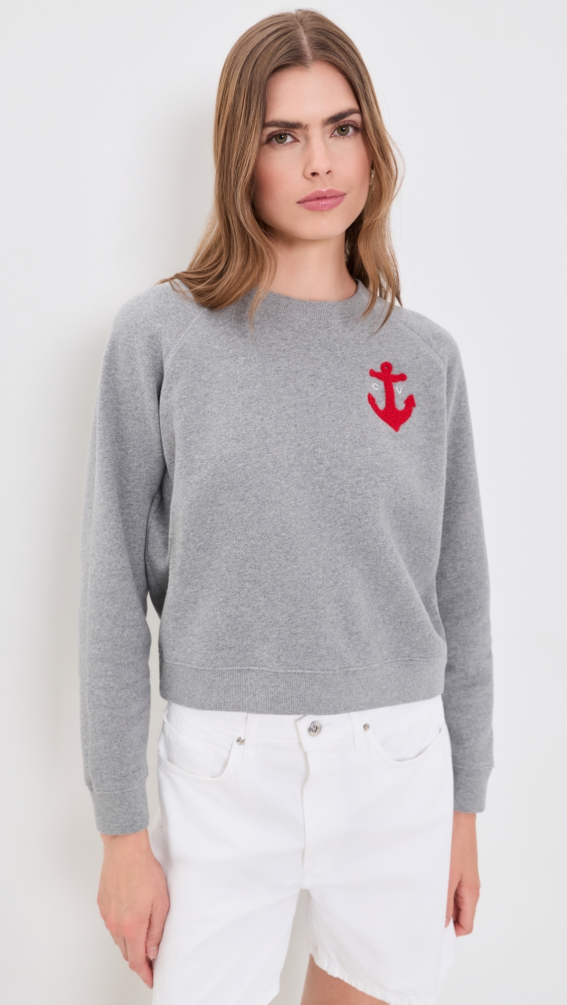 Petit Chenille Anchor Le Court Sweatshirt Grey Melange