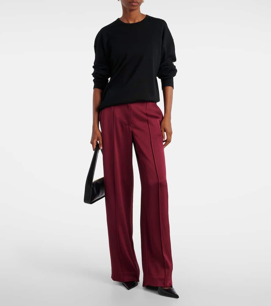 Kyra high-rise satin wide-leg pants