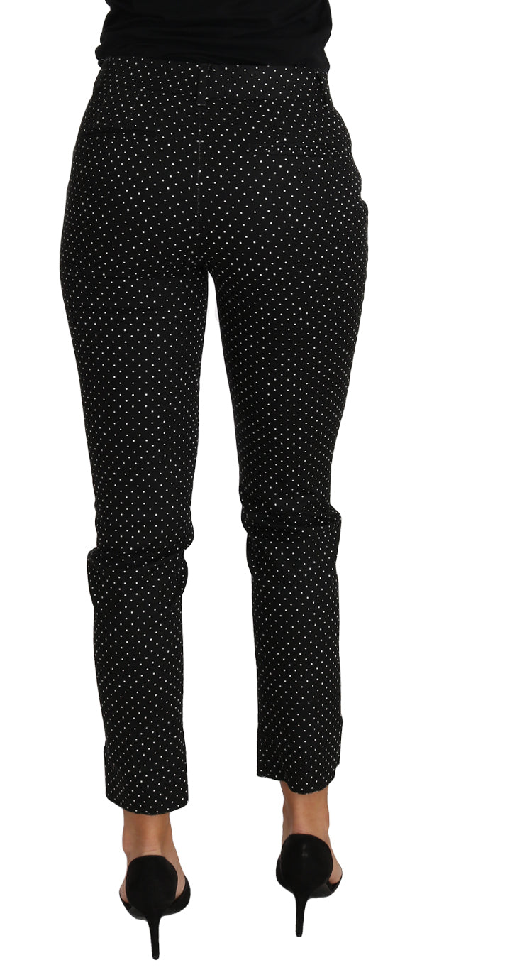 Polka-Dot Cotton Trousers — Black
