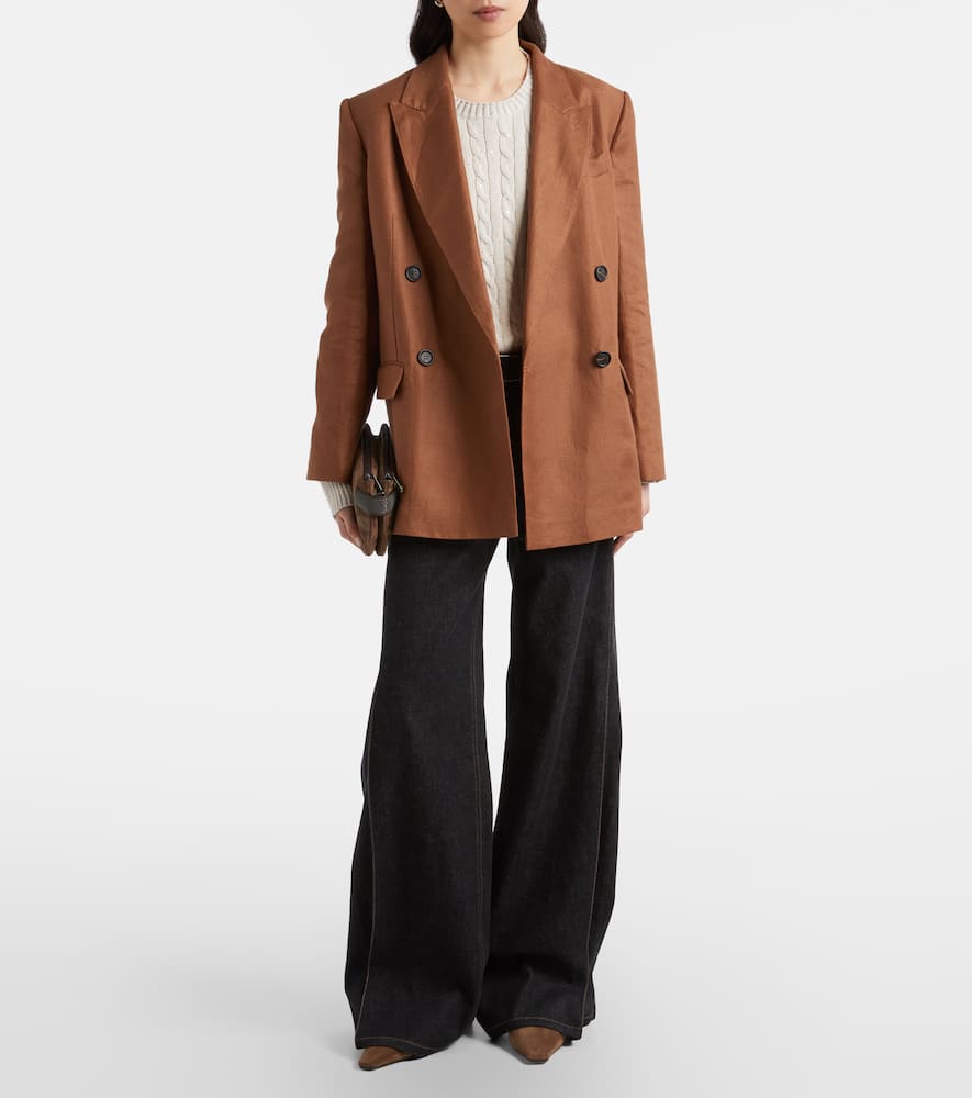 Double-breasted linen blazer