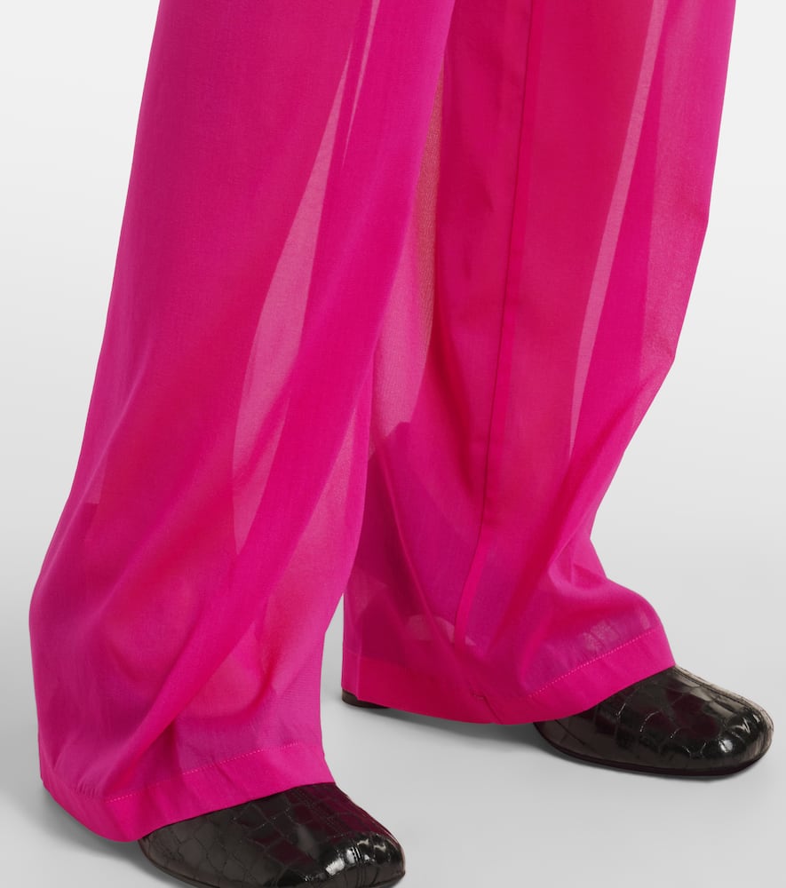 High-rise silk-blend wide-leg pants