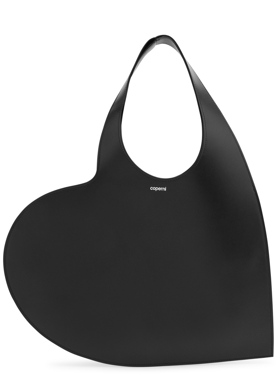 Heart Leather Tote - Black