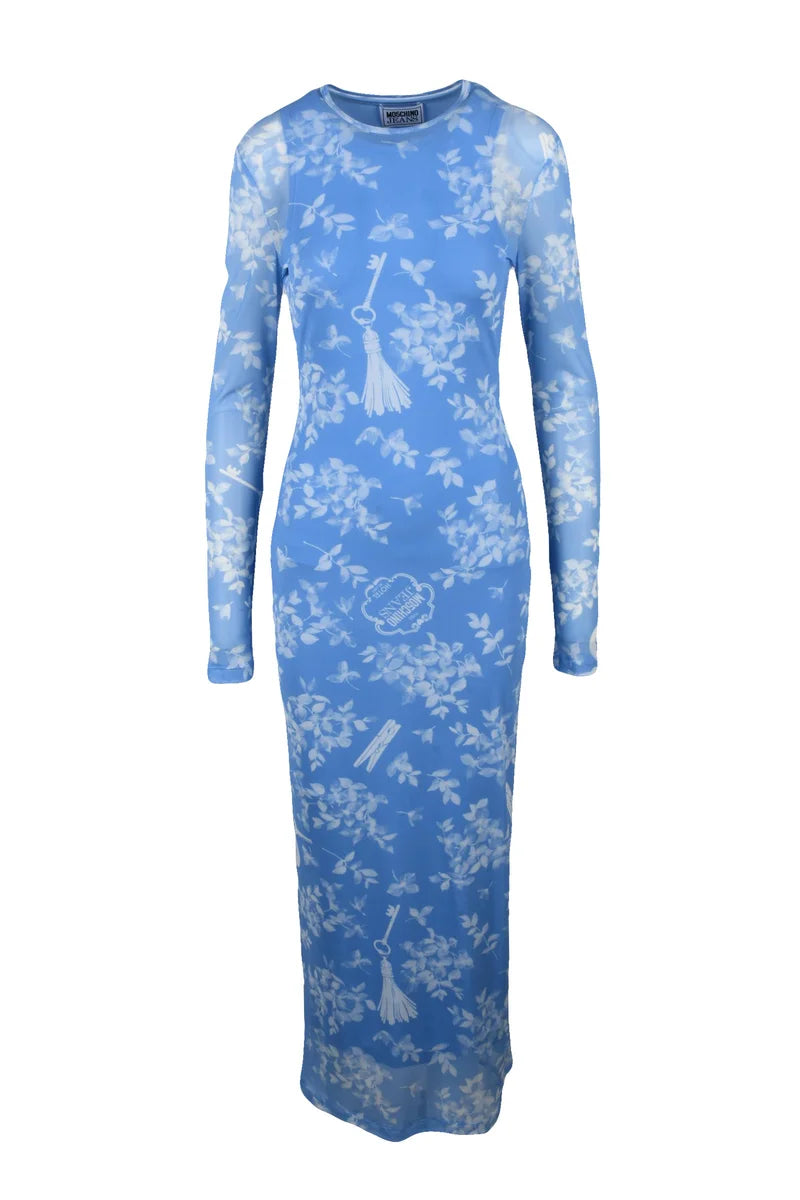 Jeans Silhouette Dress - Sky Blue/White