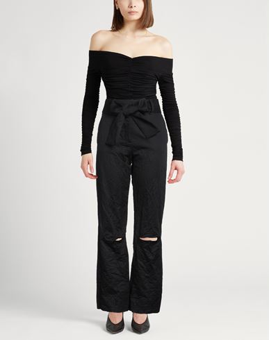 Woman Pants Black Size 6 Cotton, Linen