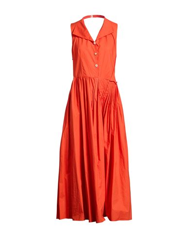 Woman Midi dress Red Size 10 Cotton