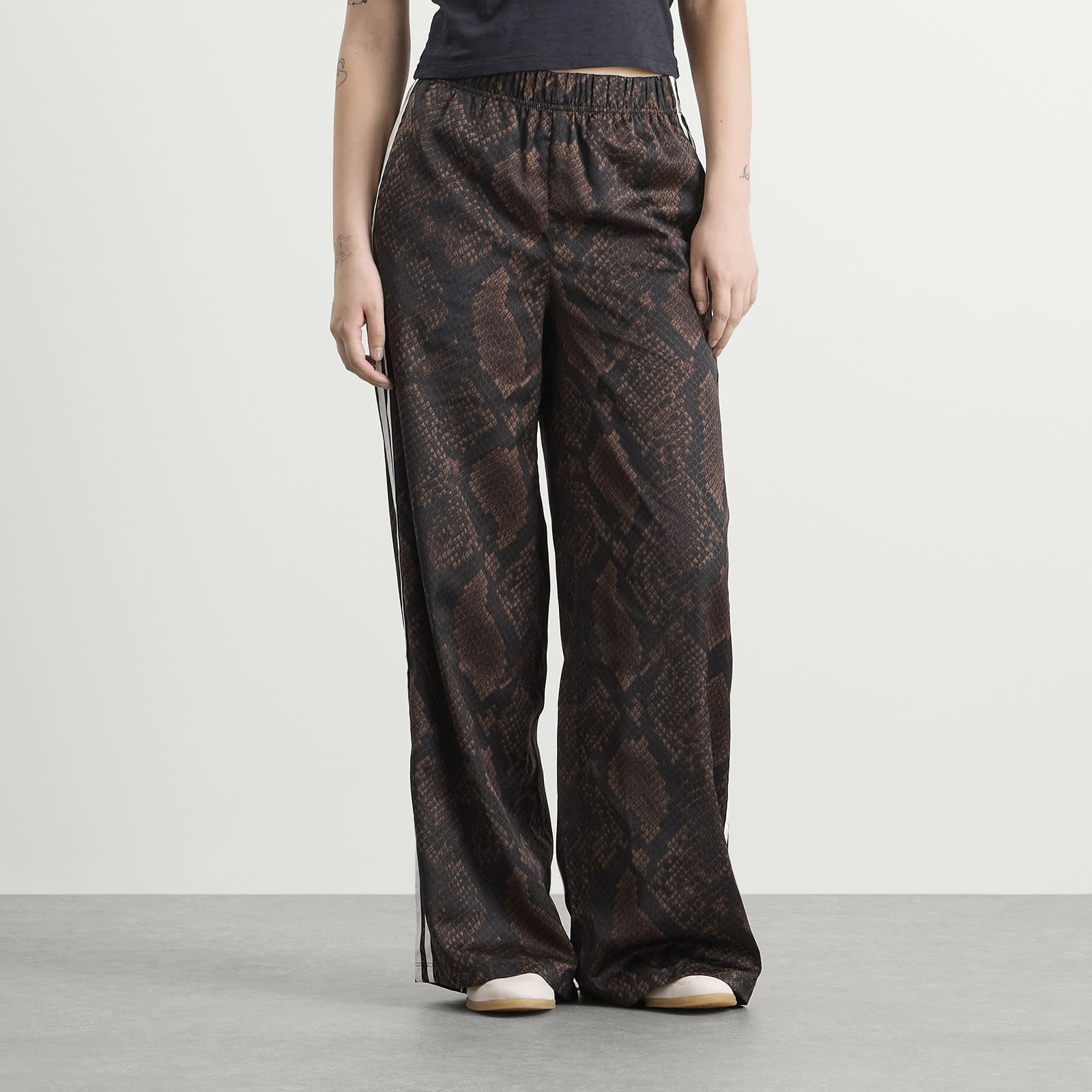Women's Satin Wide Leg Track Pant Earth Strata/Aurora Coffee