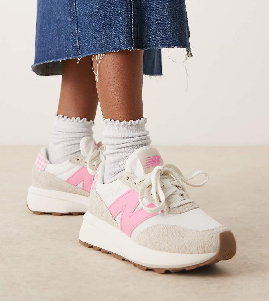 370 trainers in pink gingham - Exclusive to ASOS-Neutral