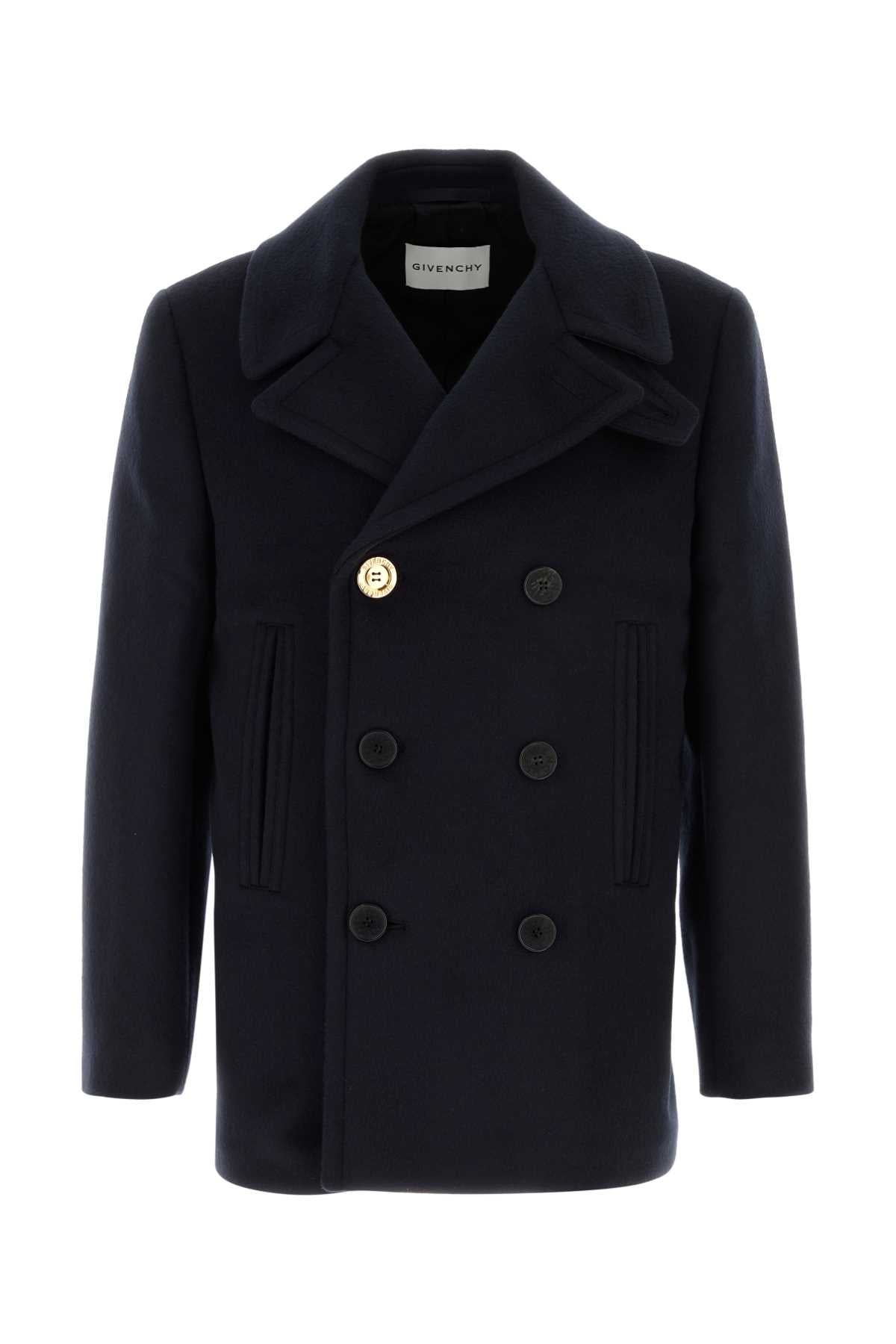 Double-Breasted Wool Coat — Navy