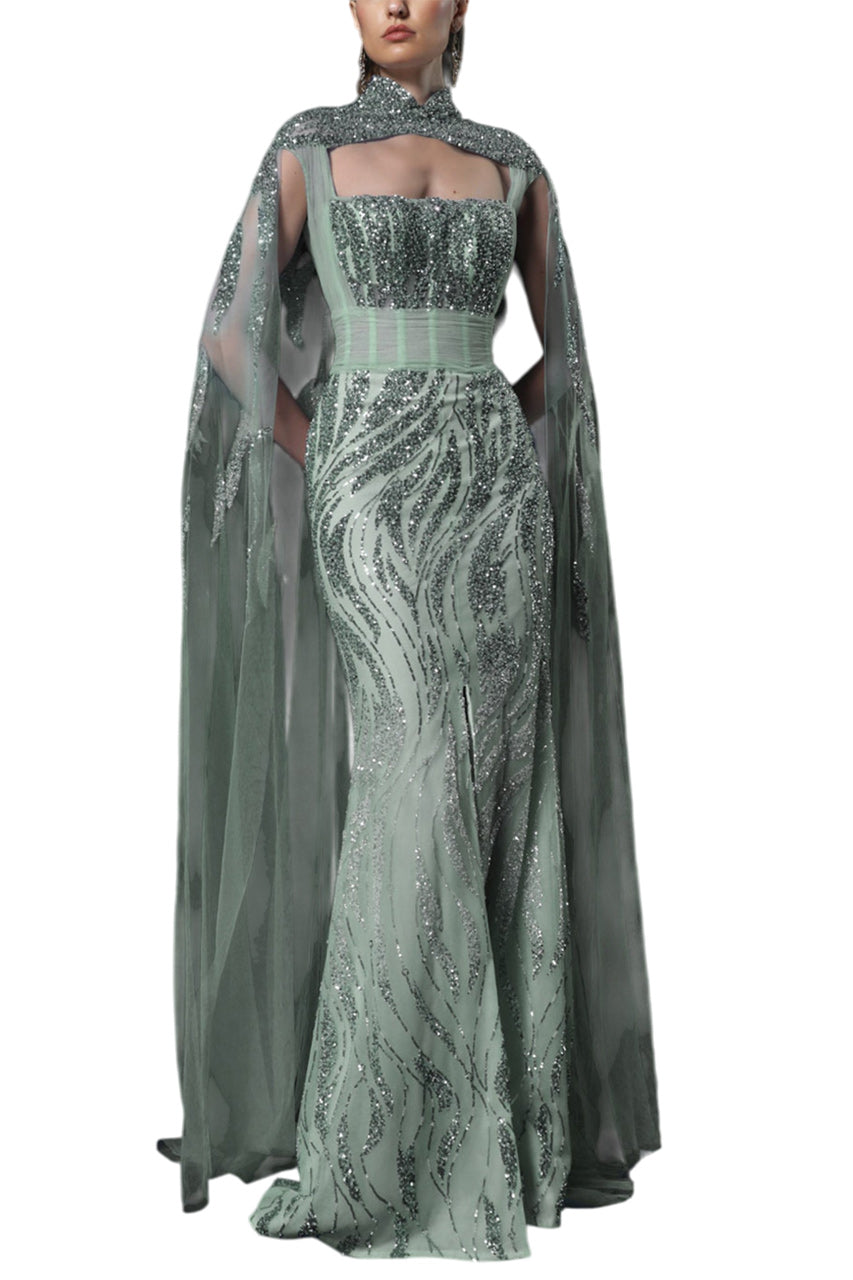 AZ COUTURE MIST CAPE GOWN