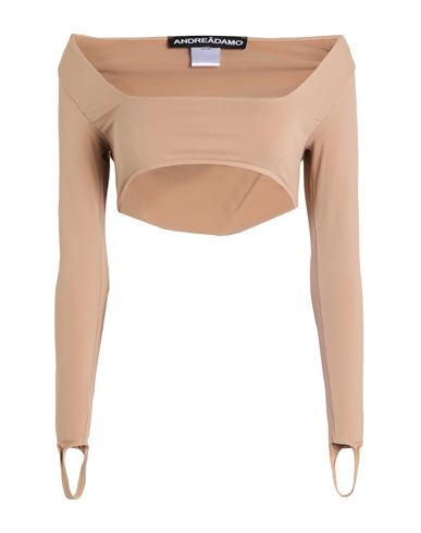 Andreādamo Woman Top Camel Size S/M Polyamide, Elastane