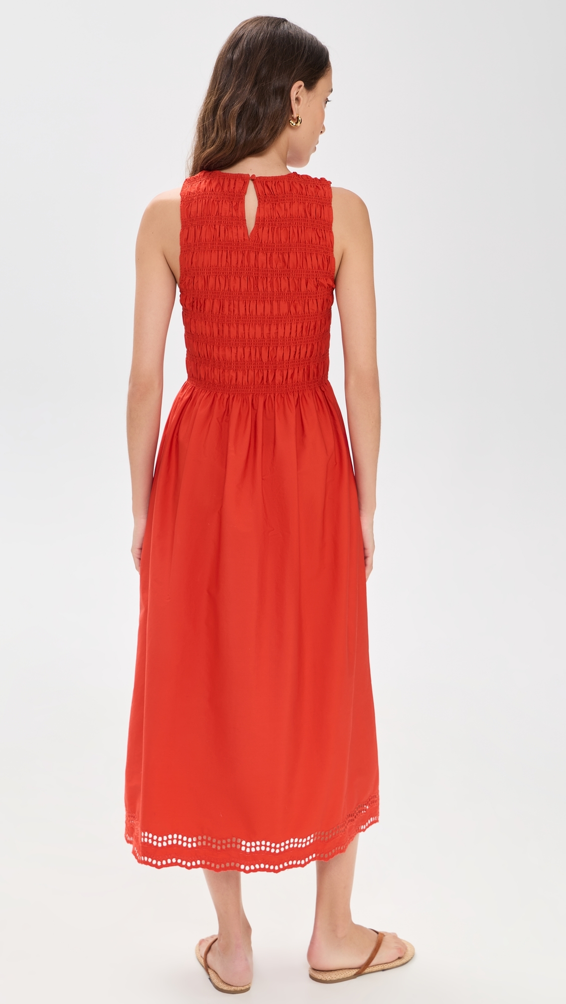 The Embroidered Melody Smocked Midi Dress Wild Poppy