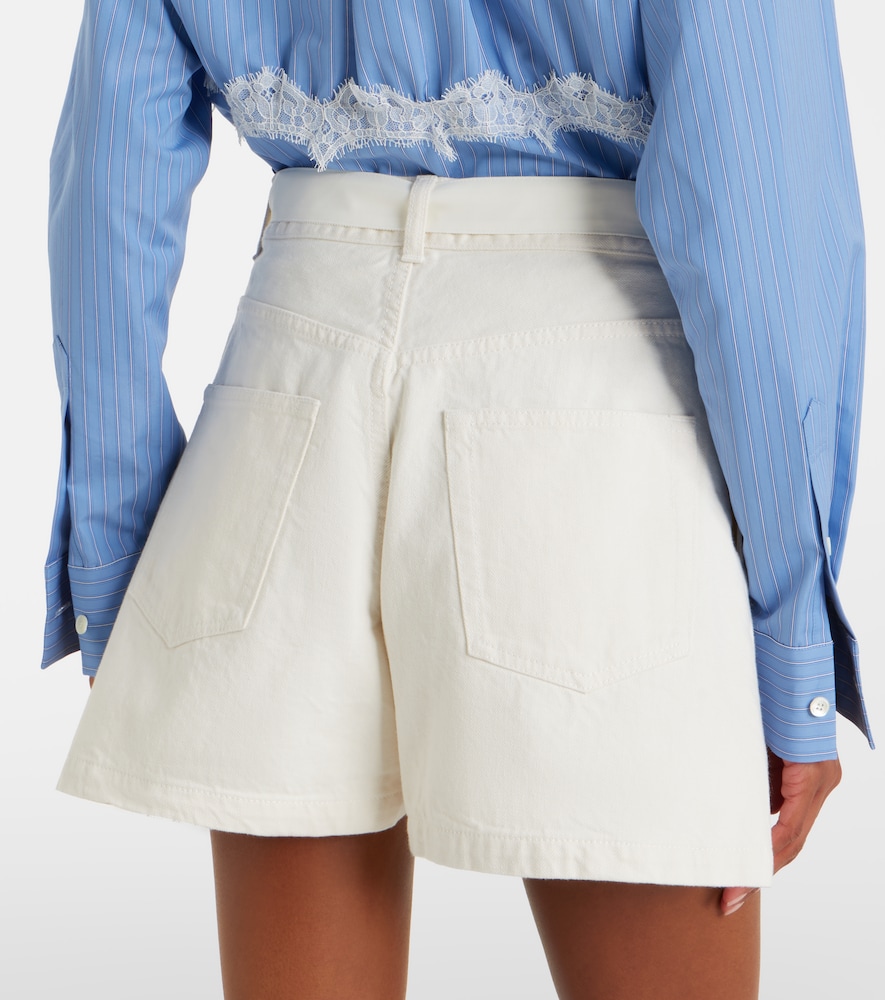 Paneled denim shorts