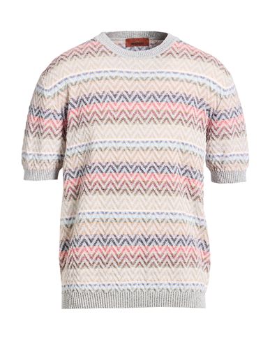 Man Sweater Light grey Size 40 Cotton, Polyamide