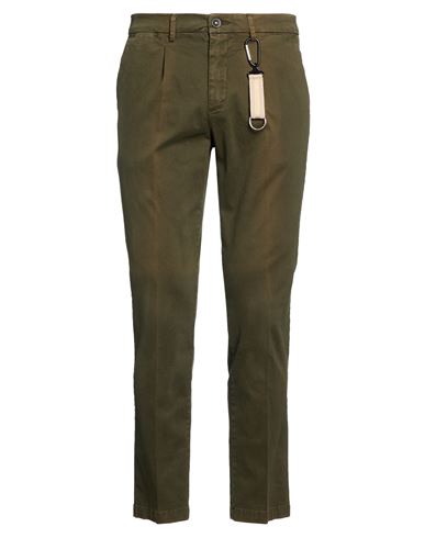 Man Pants Military green Size 34 Cotton, Elastane